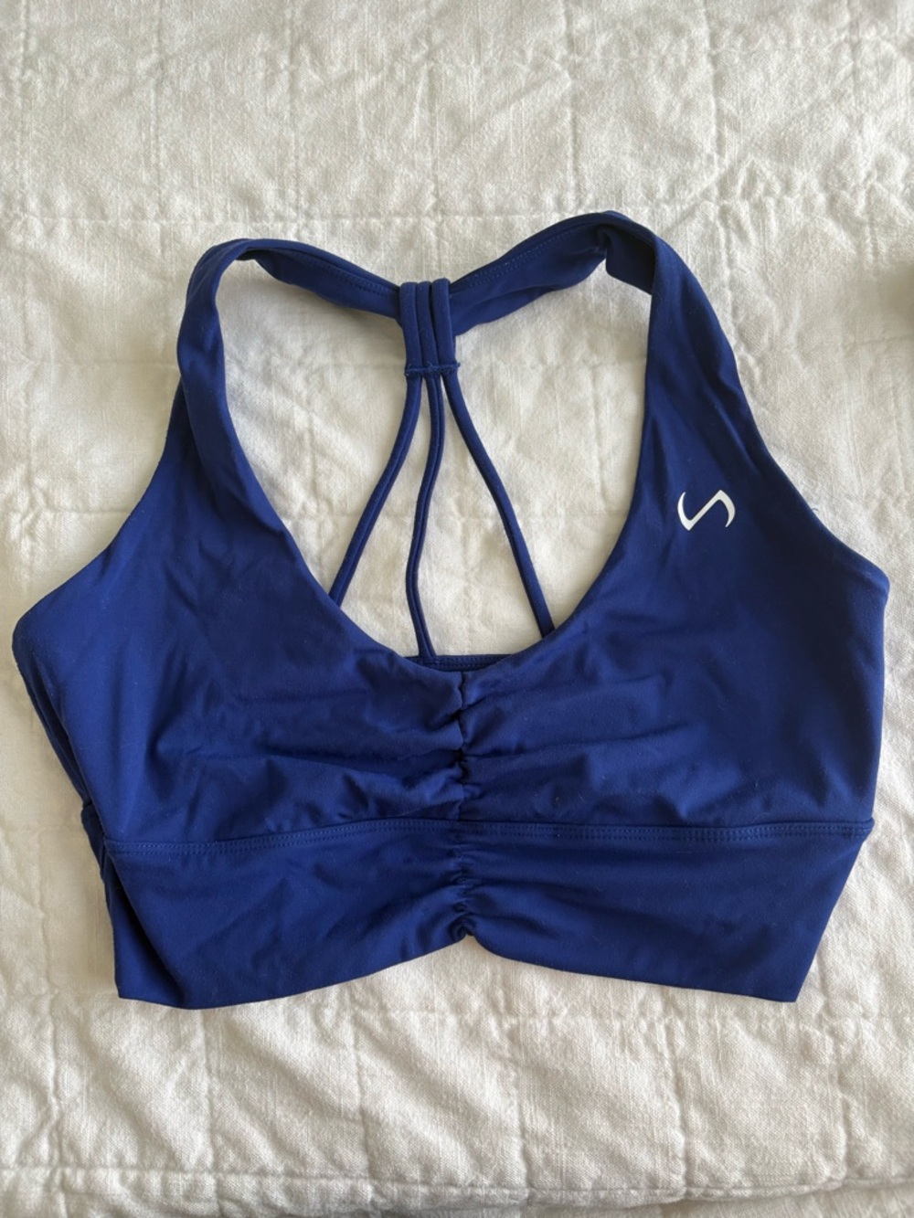 Strappy Racerback Sports Bra - Deep Blue